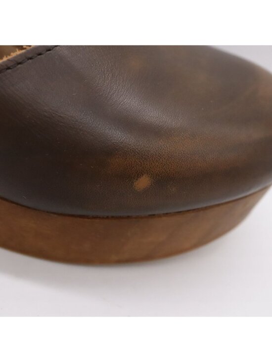 Free People Belmont Brown Leather Ankle Strap High Heel Clogs Women's Sz 36 / 6 - Picture 11 of 16